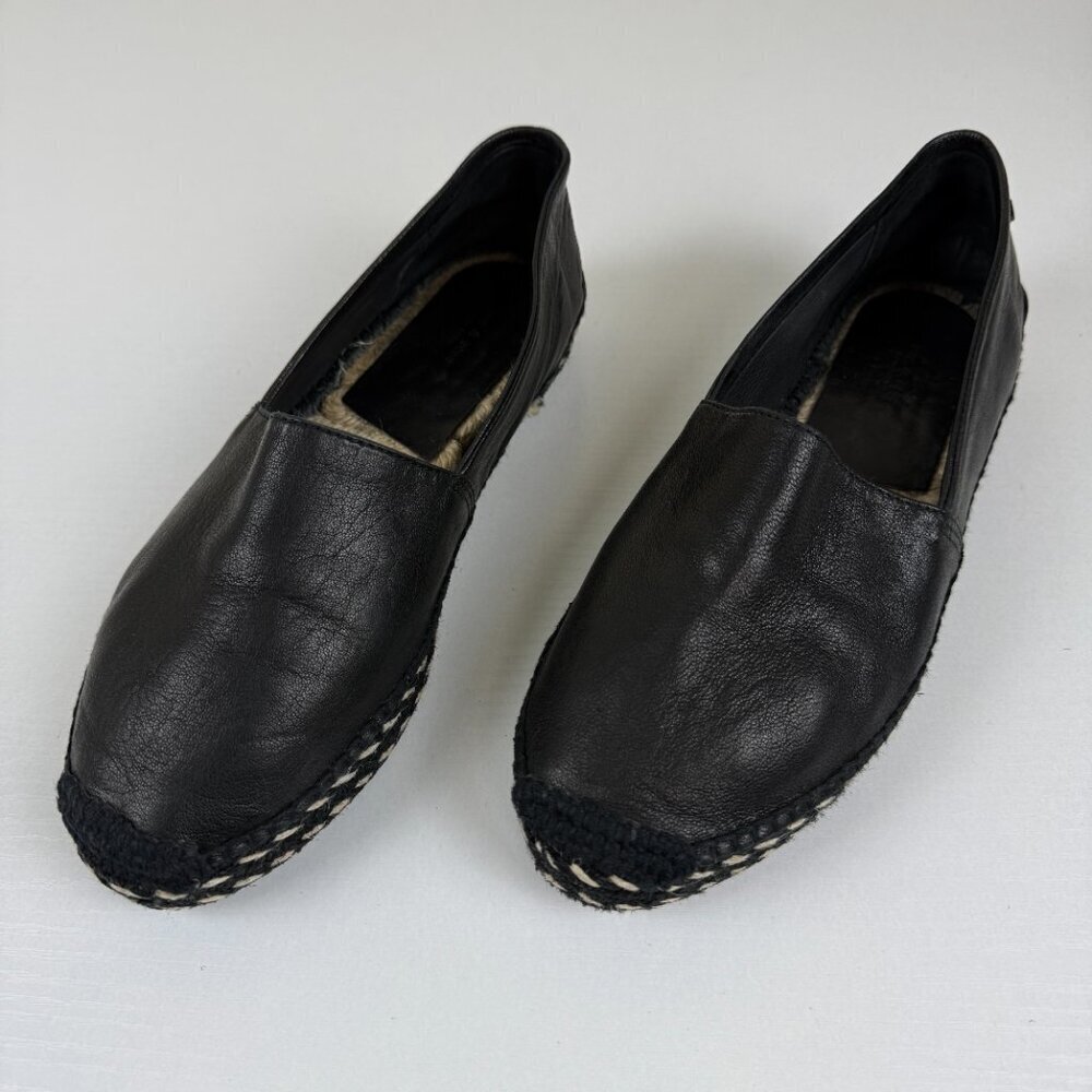 Rag & Bone Black Leather Slip On Espadrille